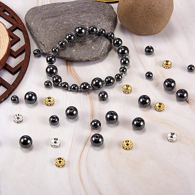 175Pcs Non-Magnetic Synthetic Hematite Round Beads for DIY Jewelry Making DIY-SZ0005-99-1