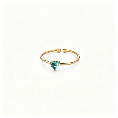 Adjustable Birthstone 304 Stainless Steel Micro Pave Cubic Zirconia Cuff Open Rings WGB2F1D-12-1