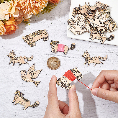  1Set Jungle Animal Wooden Thread Winding Boards DIY-NB0010-12-1