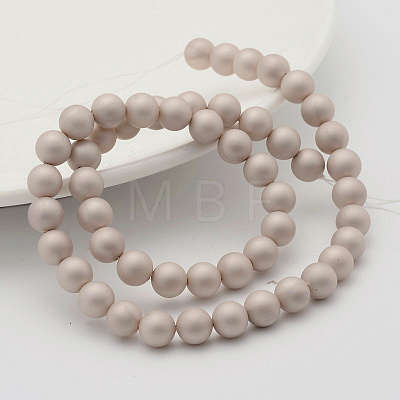 Round Shell Pearl Frosted Beads Strands X-BSHE-I002-8mm-22-1