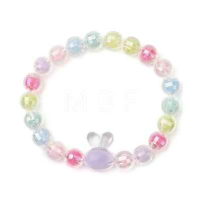 Kids Round Acrylic Beaded Stretch Bracelets BJEW-JB11558-02-1