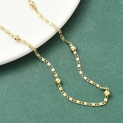 3.5MM Round Ball Brass Oval Link Chain Necklaces for Women NJEW-K271-18G-1