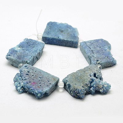 Electroplated Natural Druzy Crystal Beads Strands G-N0257-05-1