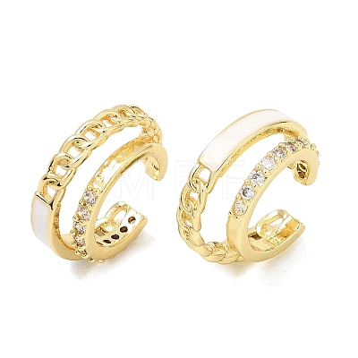 Brass Micro Pave Cubic Zirconia Cuff Earrings for Women CU-CBAE7DF-24G-1