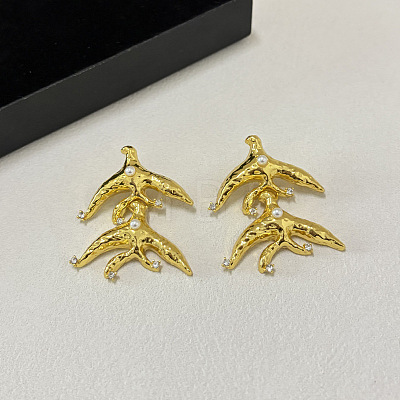 Alloy Rhinestone Stud Dangle Earrings for Women WG64E2E-06-1