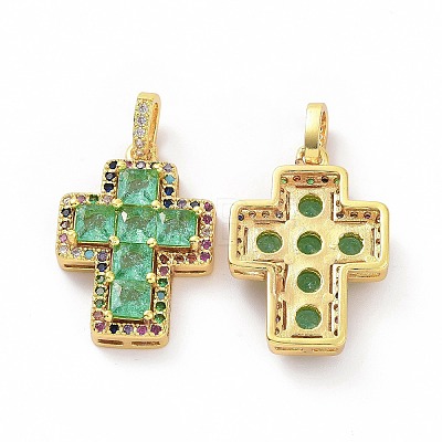 Brass Micro Pave Clear Cubic Zirconia Pendants ZIRC-F135-24G-03A-1