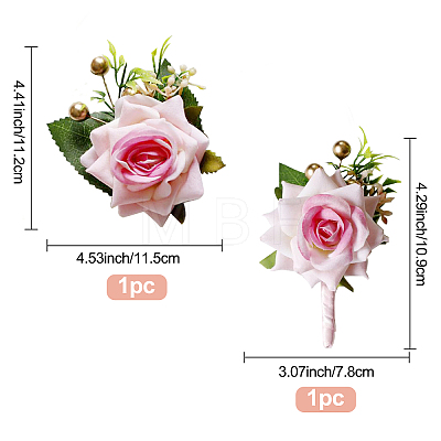 2Pcs 2 Style Cloth Flower Boutonniere Brooch AJEW-CP0001-58B-1