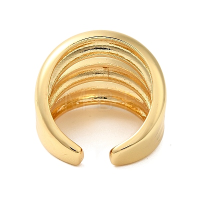 Three-layer Brass Open Cuff Rings for Women RJEW-A046-08G-1