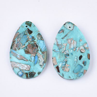Assembled Synthetic Imperial Jasper and Turquoise Pendants G-S329-077A-1
