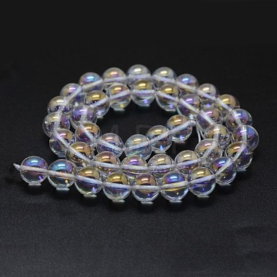 Electroplated Natural Quartz Crystal Beads Strands G-K285-09-10mm-02-1