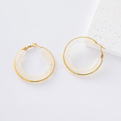 304 Stainless Steel Resin Hoop Earrings for Women KT0951-5-1