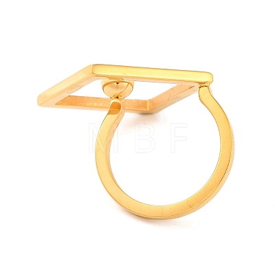 Ion Plating(IP) 304 Stainless Steel Hollow Square Open Cuff Finger Rings for Women RJEW-S414-33B-G-1