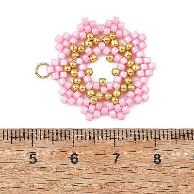 Glass Seed Beaded Pendants PALLOY-MZ01411-01-1
