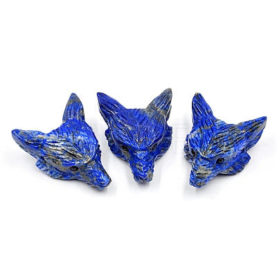 Natural Lapis Lazuli Carved Healing Wolf Head Figurines PW-WG39842-10-1