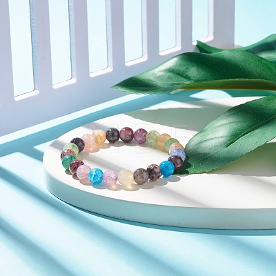 8.5MM Imitation Gemstone Glass Round Beads Stretch Bracelet for Women BJEW-JB07415-1