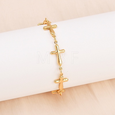 304 Stainless Steel Cross Link Chain Bracelets BJEW-D359-13B-G-1