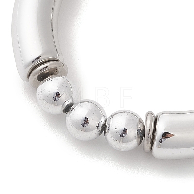 3Pcs Round & Curved Tube CCB Plastic Stretch Bracelets BJEW-JB12999-1