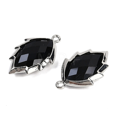 Natural Obsidian Faceted Leaf Pendants G-I375-04P-09-1