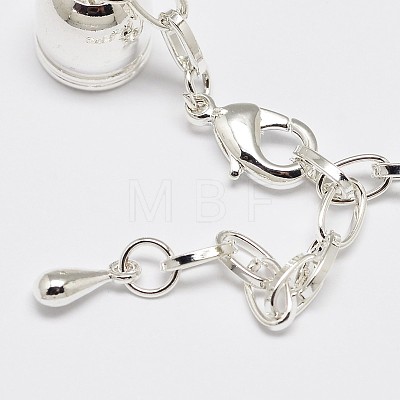 Iron Chain Extender with Brass Lobster Claw Clasps and Column Cord Ends X-KK-M096-S-NF-1