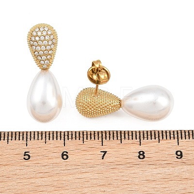 316L Surgical Stainless Steel Micro Pave Cubic Zirconia Stud Earrings for Women SA-CBA2DC8-03G-1