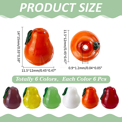 36Pcs 6 Colors Handmade Lampwork Beads LAMP-ME0001-28-1