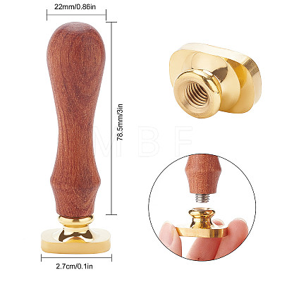 CRASPIRE Pear Wood Handle and Wax Seal Brass Stamp Head AJEW-CP0002-39G-1