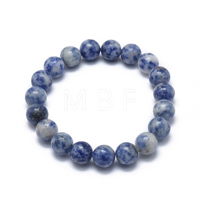 Natural Blue Spot Jasper Bead Stretch Bracelets BJEW-K212-C-039-1