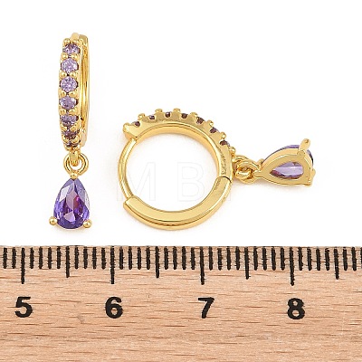 Brass Micro Pave Cubic Zirconia Hoop Dangle Earrings KK-Z166-13G-01-1