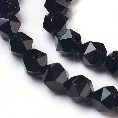 Natural Black Onyx Beads Strands G-K282-01A-1