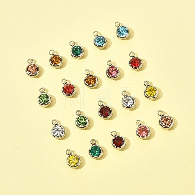 20Pcs 10 Colors 201 Stainless Steel Rhinestone Charms STAS-FS0002-05-1