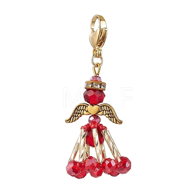 Glass Seed Beaded Angel Pendant Decoration HJEW-MZ00159-03-1