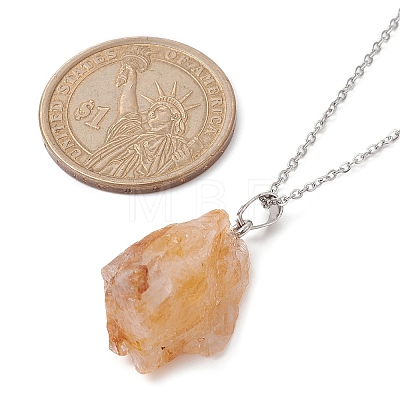 Natural Yellow Quartz Nugget Pendant Necklaces NJEW-JN04507-04-1