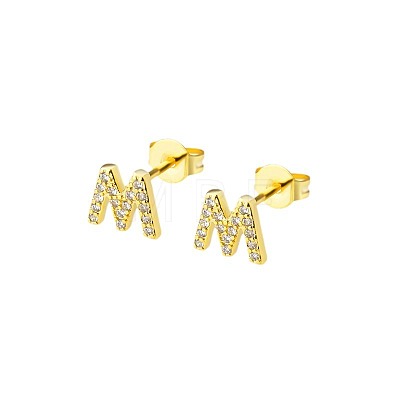 Brass Clear Cubic Zirconia Stud Earrings WGC2A80-13-1