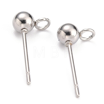 304 Stainless Steel Ball Post Stud Earring Findings X-STAS-Z035-02P-F-1