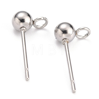 Non-Tarnish 304 Stainless Steel Ball Post Stud Earring Findings X-STAS-Z035-02P-F-1