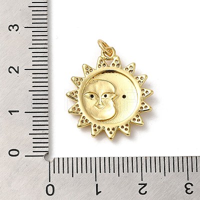 Sun & Moon Rack Plating Brass Micro Pave Clear Cubic Zirconia Pendants KK-K377-48G-1