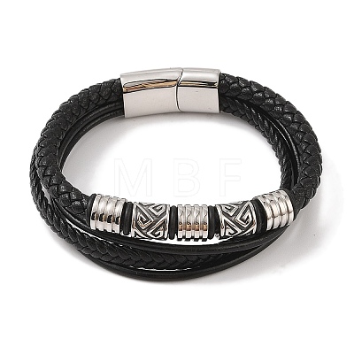 Braided Microfiber Leather Multi-strand Bracelets BJEW-B096-07D-1