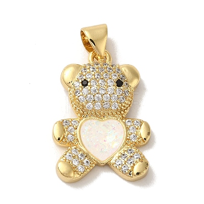 Rack Plating Brass Micro Pave Clear Cubic Zirconia Pendants KK-P268-05-1