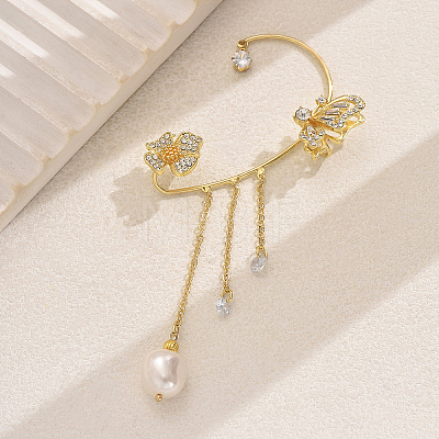 Elegant Zinc Alloy Butterfly Flower Tassel Cuff Earrings DN4229-1