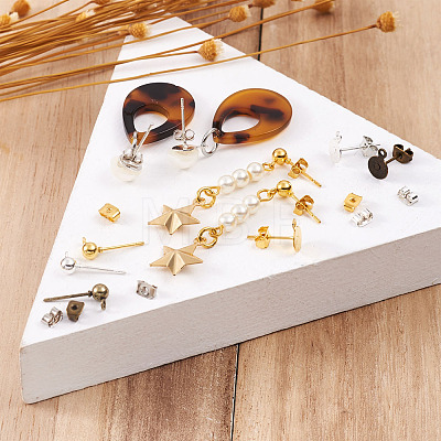 Brass Stud Earring Findings KK-TA0007-78-1