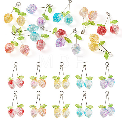10Pcs 5 Styles Transparent Spray Painted Glass Pendants PALLOY-TADJ00001-1