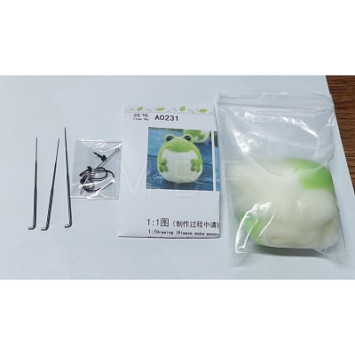 Frog Wool Felt Needle Felting Kit with Instructions DOLL-PW0004-10-1