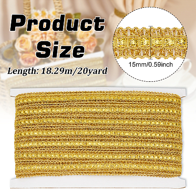 Polyester Braided Metallic Lace Trim SRIB-WH0011-180C-01-1