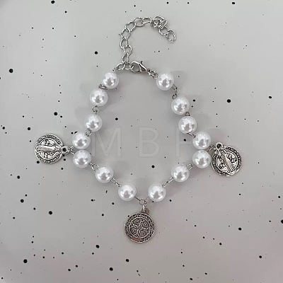 Iron Flat Round with  Saint Benedict Charm Bracelets HP3576-1