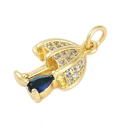 Rack Plating Brass Micro Pave Cubic Zirconia Pendants KK-R166-02G-04-1
