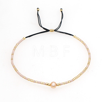 Adjustable Glass Seed Bead Slider Bracelets for Women VT9382-39-1