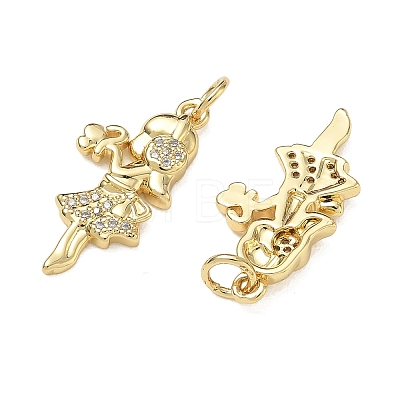 Brass Micro Pave Clear Cubic Zirconia Pendants CU-CBA9AFC-01G-27-1