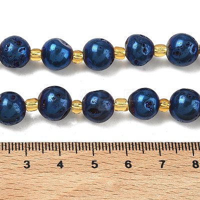 Electroplated Natural Druzy Geode Crystal Beads Strands G-G459-02-1