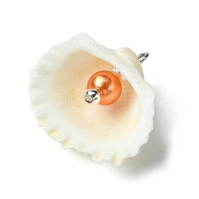 Natural Shell & Imitation Pearl Pendants PALLOY-JF03376-02-1