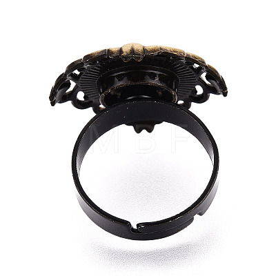 Adjustable Rhombus Alloy & Iron Bezel Cup Ring Base with Rotatable Tray MAK-T012-02AB-1